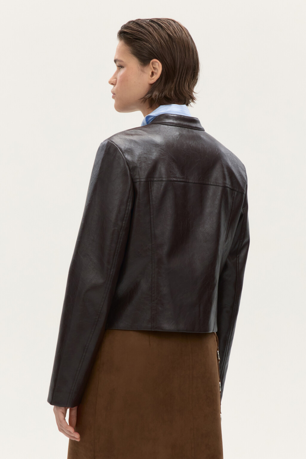 Куртка приталенная на молнии - цвет коричневый - 4