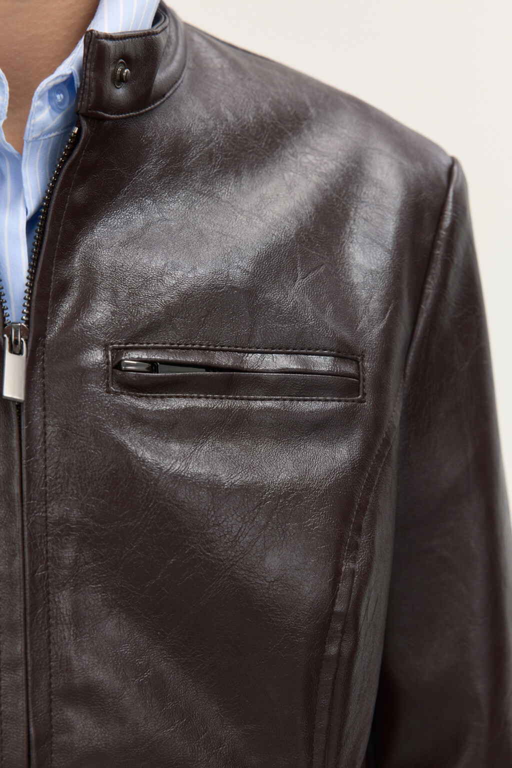 Куртка приталенная на молнии - цвет коричневый - 7