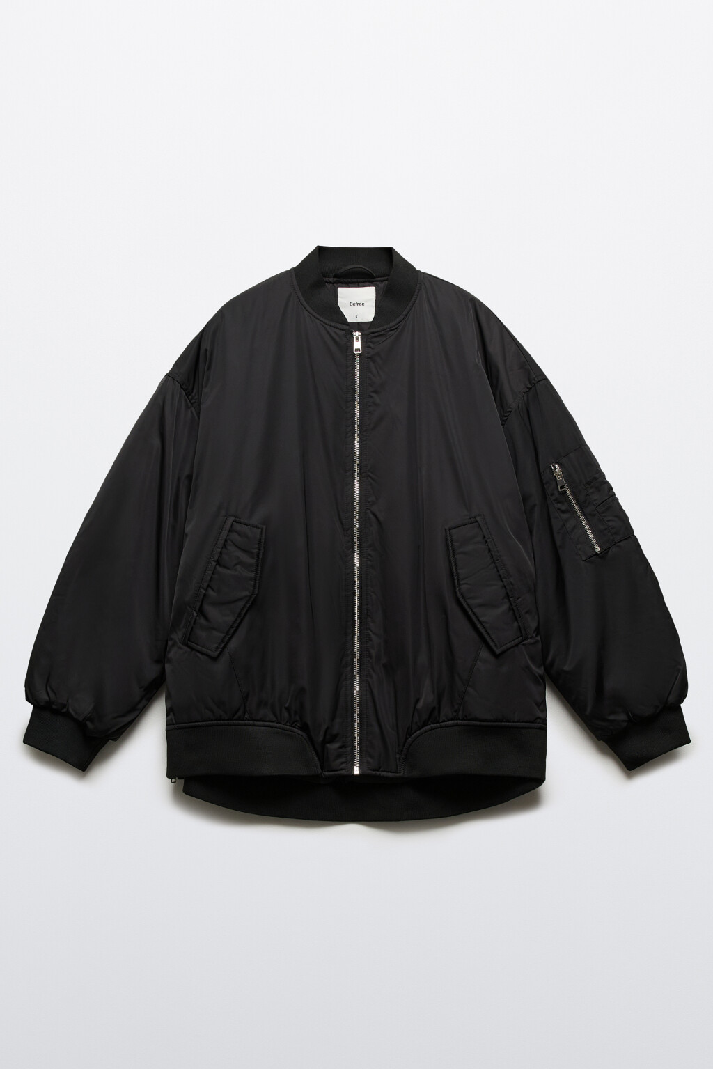Куртка-бомбер oversize на утеплителе - цвет черный - 8