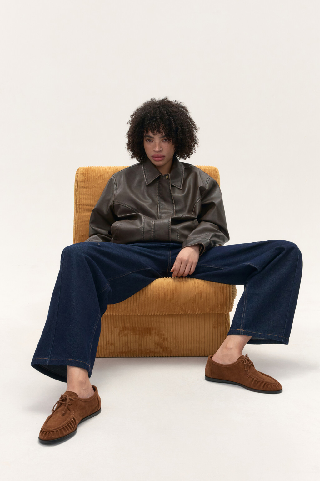 Куртка-бомбер с состаренным эффектом - цвет коричневый - 3