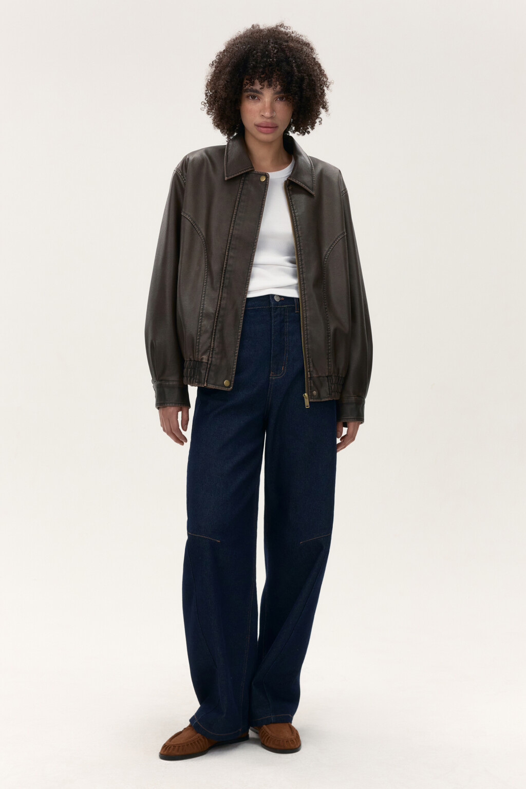 Куртка-бомбер с состаренным эффектом - цвет коричневый - 6