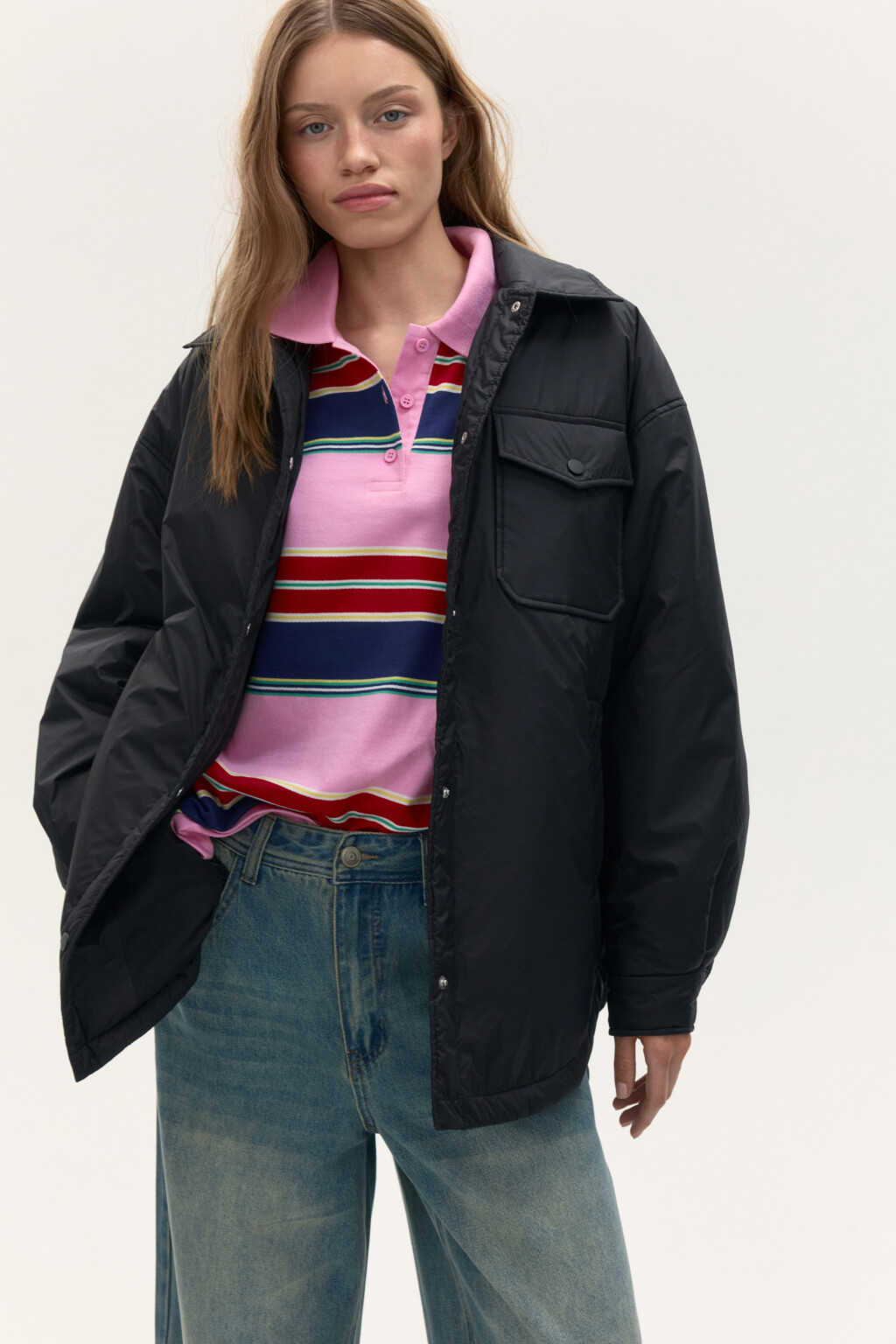 Куртка-рубашка утепленная - цвет черный - 1