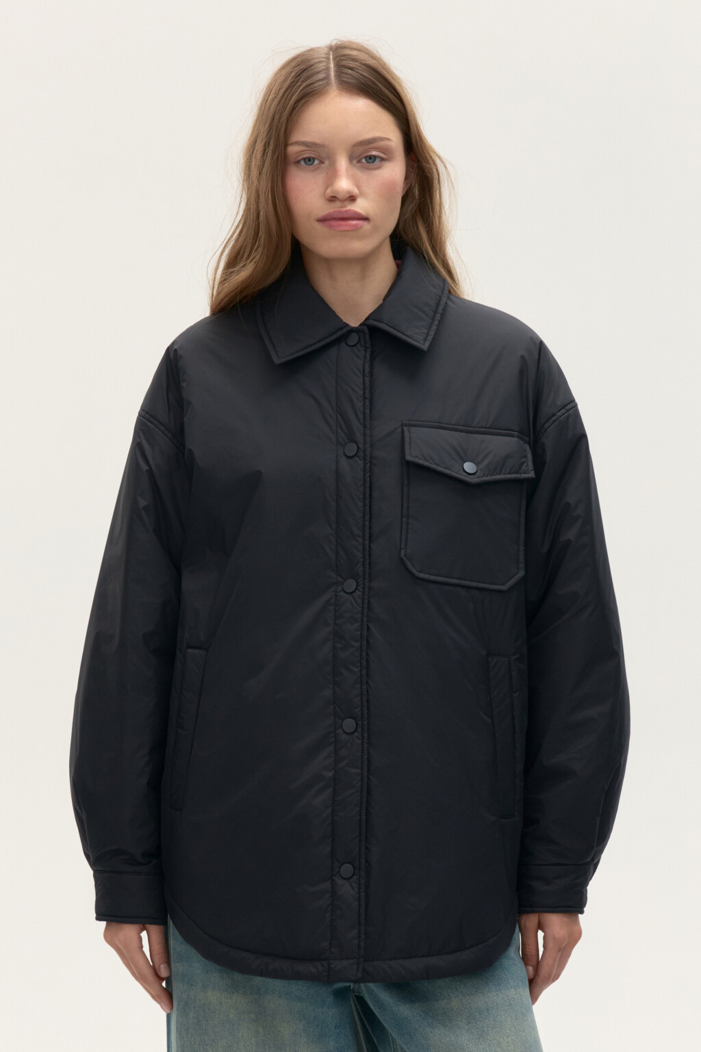 Куртка-рубашка утепленная - цвет черный - 2
