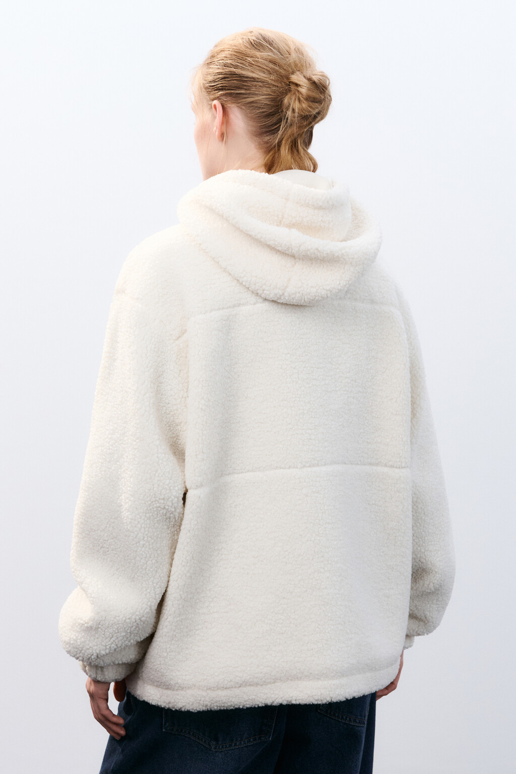 Куртка плюшевая с капюшоном - цвет молочный - 4