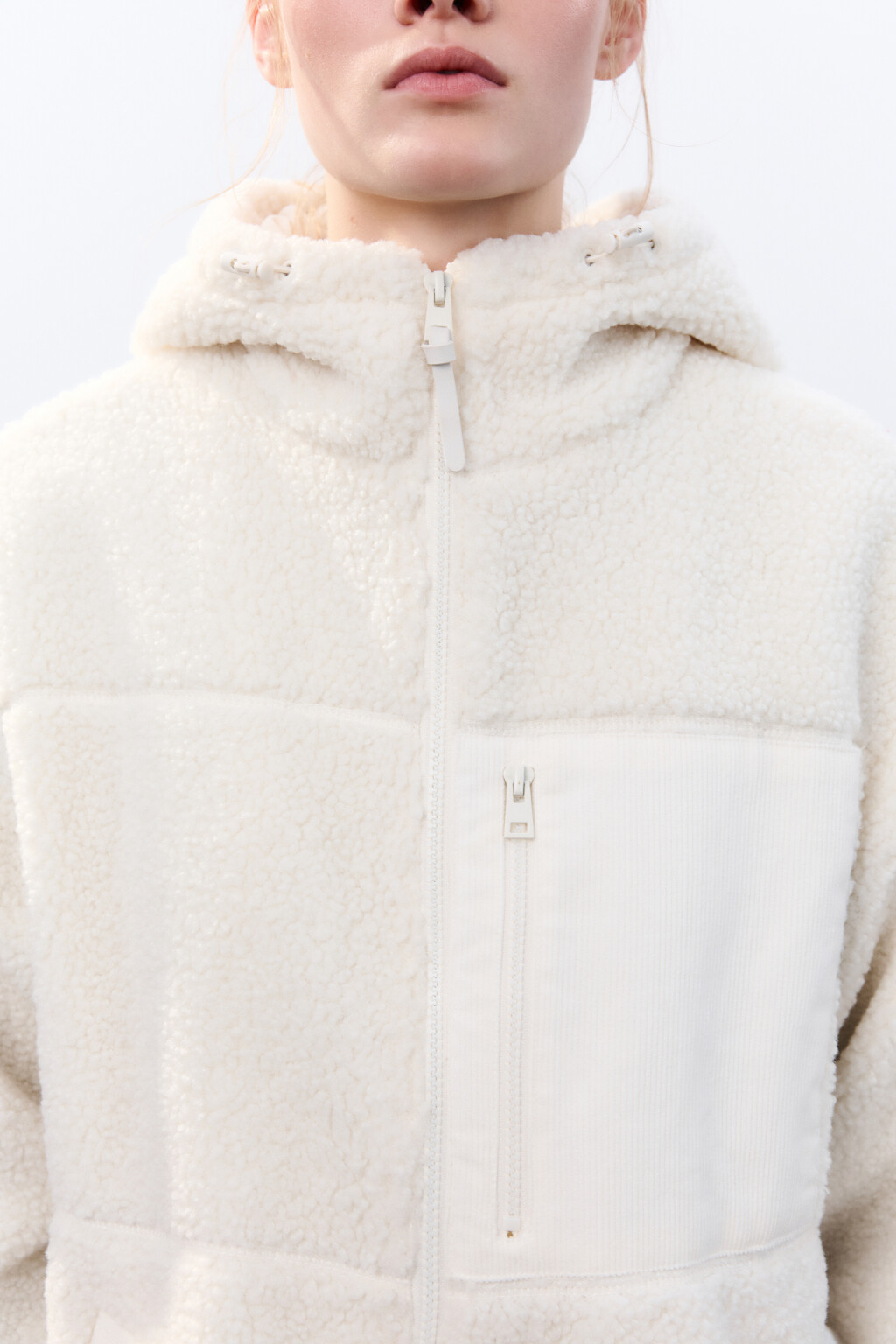 Куртка плюшевая с капюшоном - цвет молочный - 6