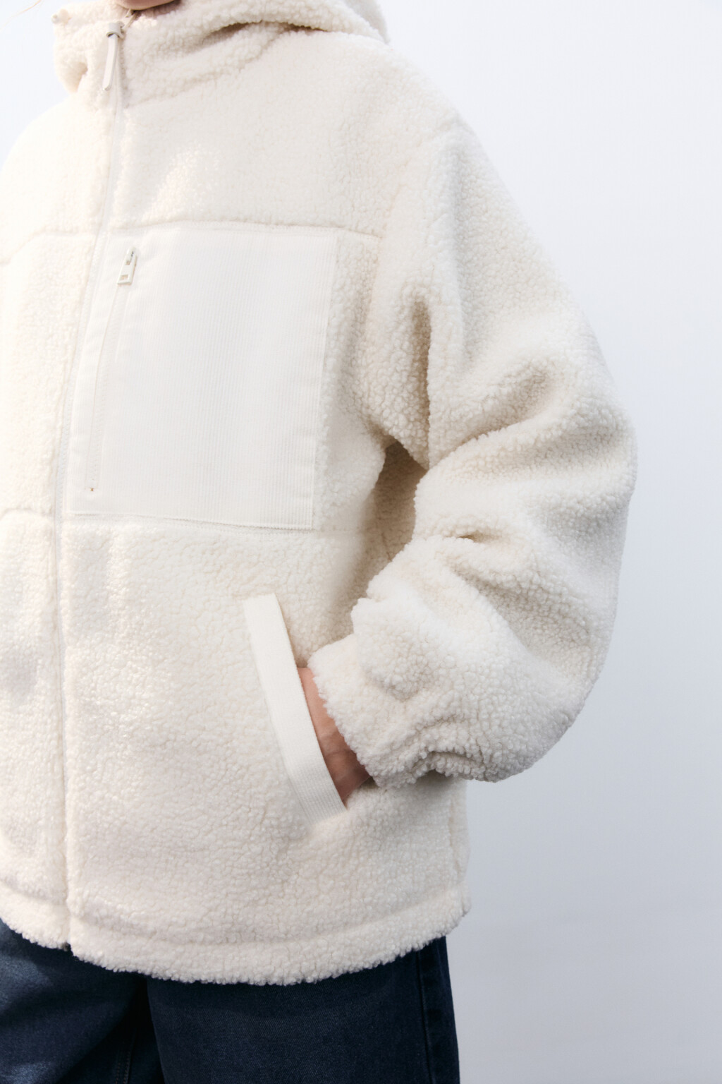 Куртка плюшевая с капюшоном - цвет молочный - 7