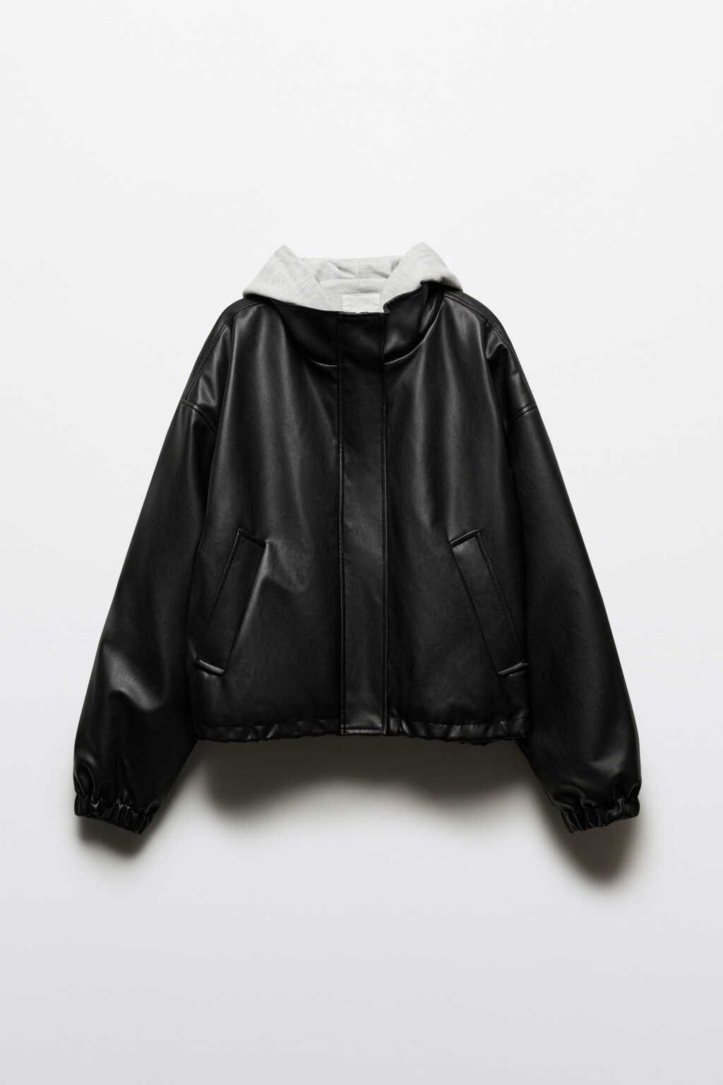 Куртка-бомбер с трикотажным капюшоном - цвет черный - 8