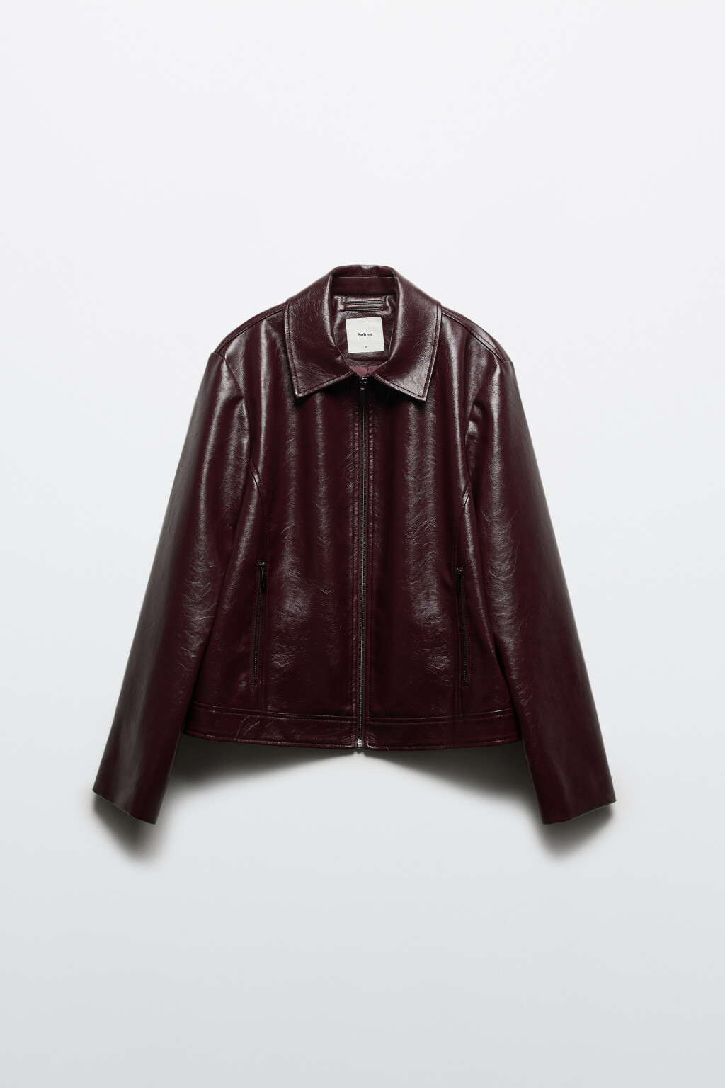 Куртка на молнии лакированная - цвет бордовый - 9