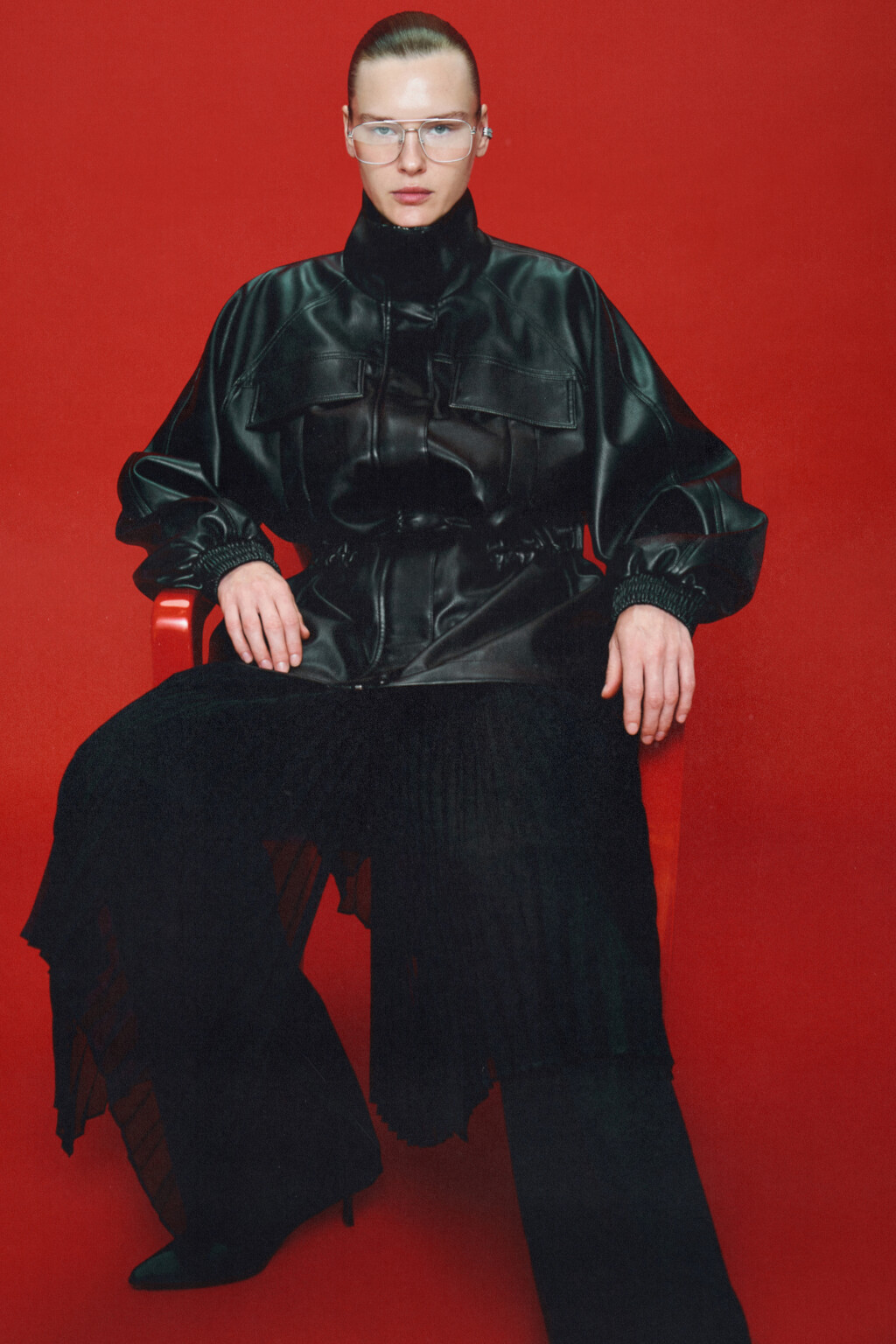 Куртка-парка с поясом - цвет черный - 1