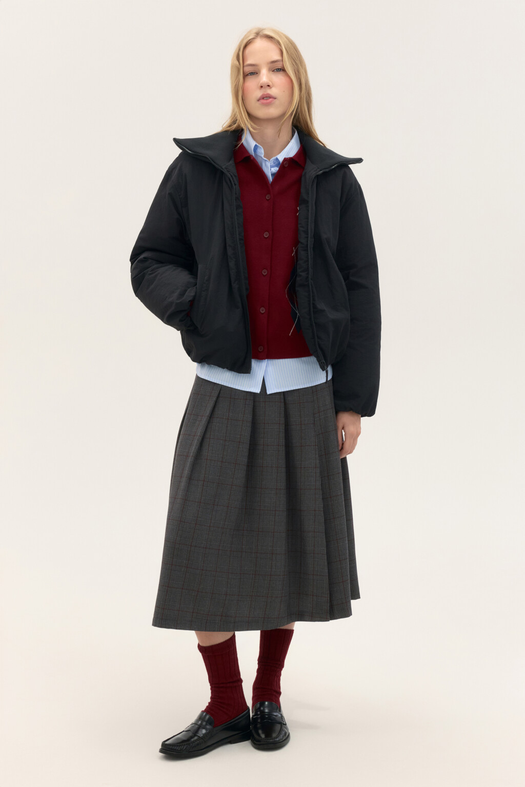 Куртка с широким воротником - цвет черный - 4