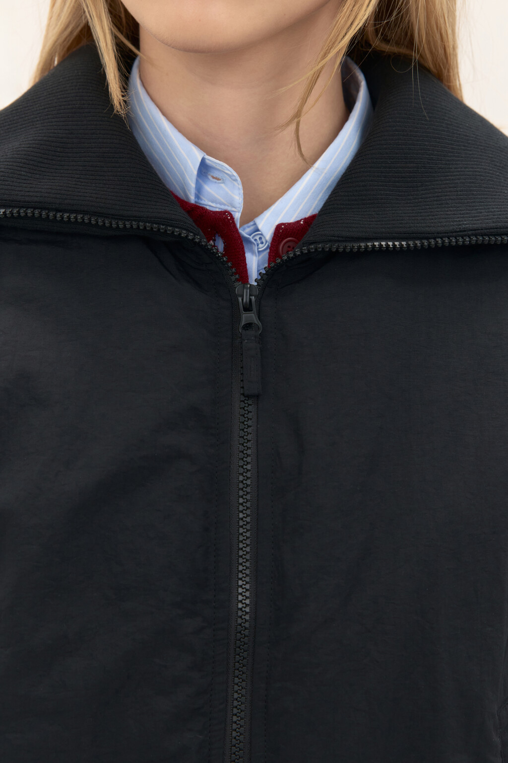 Куртка с широким воротником - цвет черный - 5