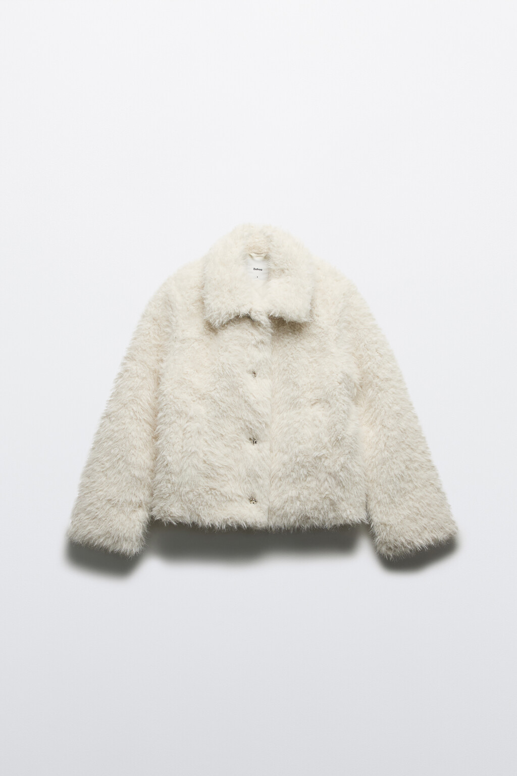 Полупальто с длинным ворсом - цвет белый - 9