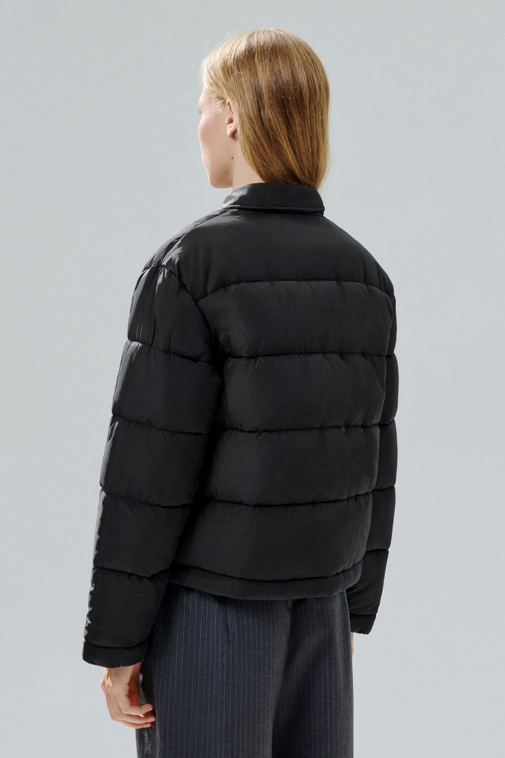 Куртка-рубашка стеганая укороченная - цвет черный - 3