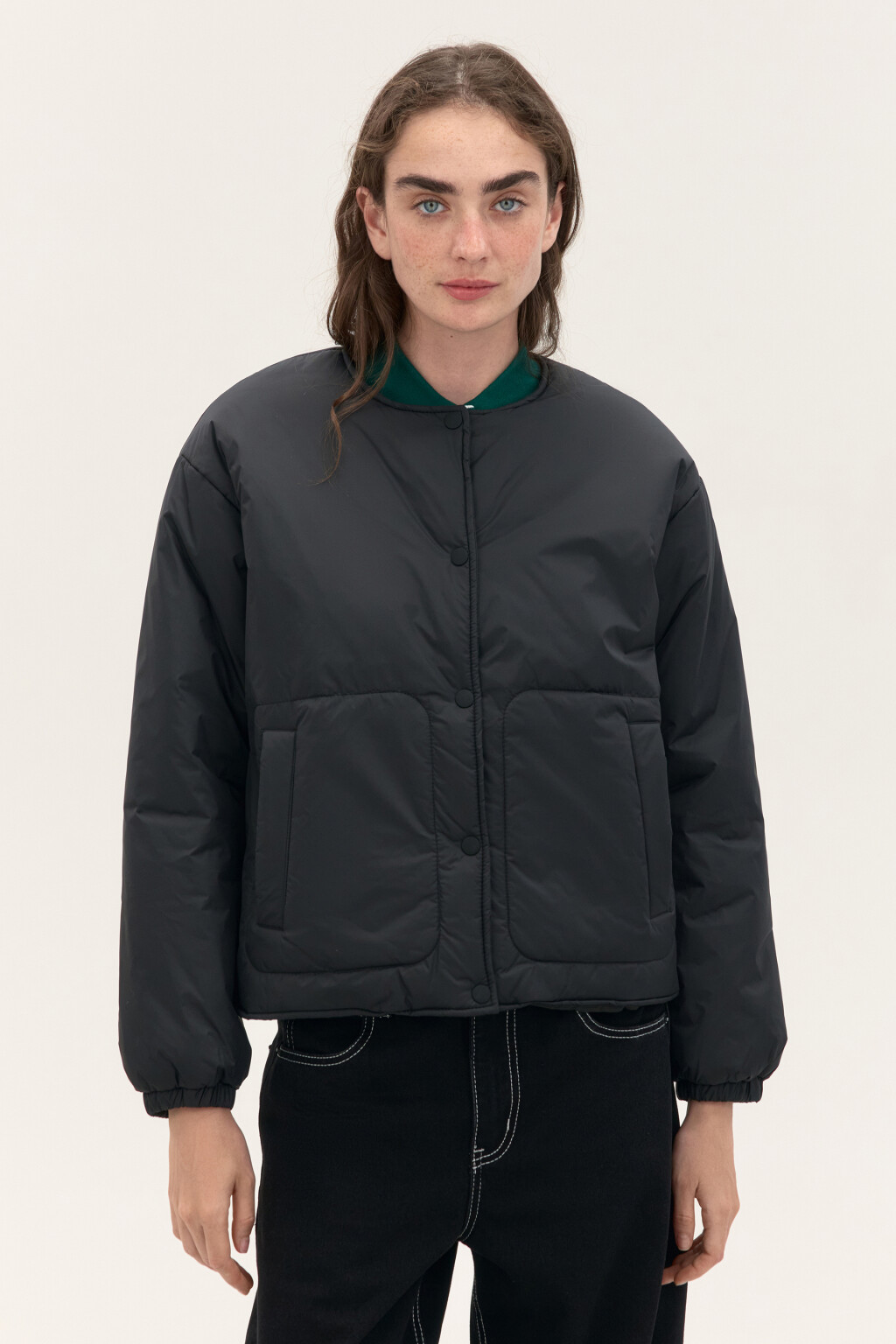 Куртка утепленная без воротника - цвет черный - 2