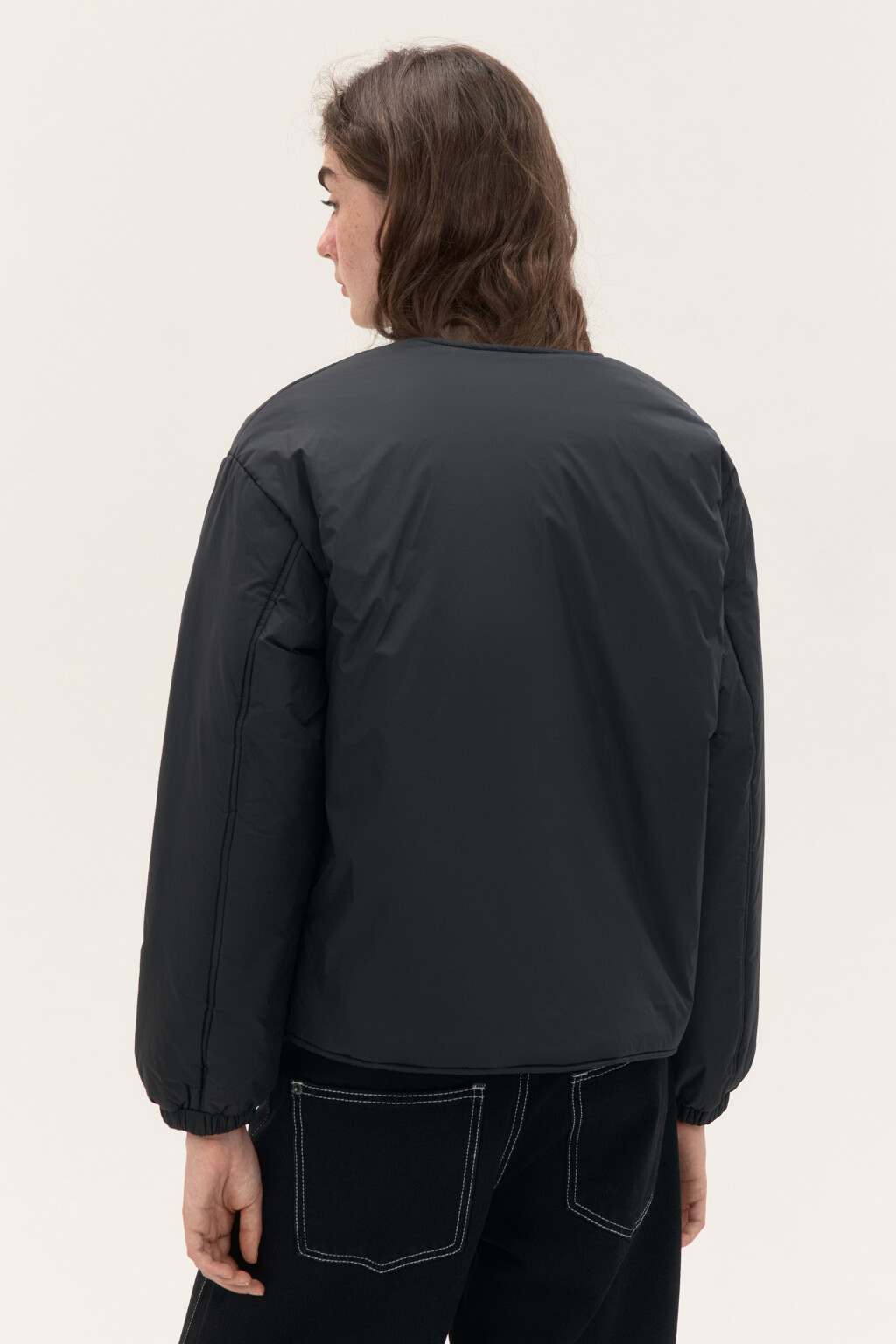 Куртка утепленная без воротника - цвет черный - 3