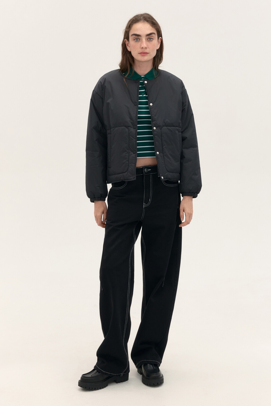 Куртка утепленная без воротника - цвет черный - 4