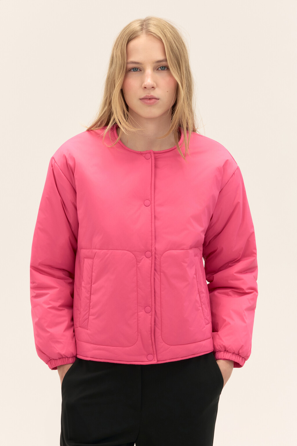 Куртка утепленная без воротника - цвет розовый - 2
