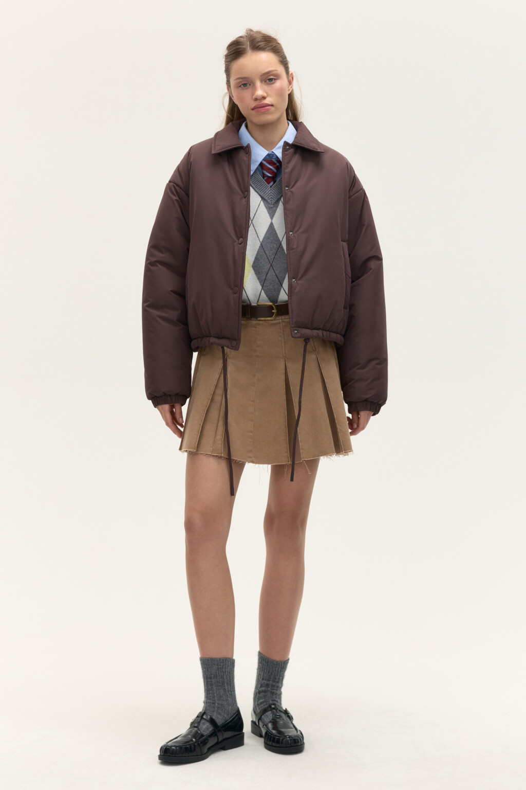 Куртка утепленная с утяжками по низу - цвет коричневый - 5