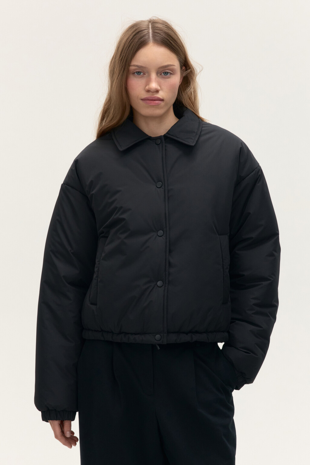 Куртка утепленная с утяжками по низу - цвет черный - 3