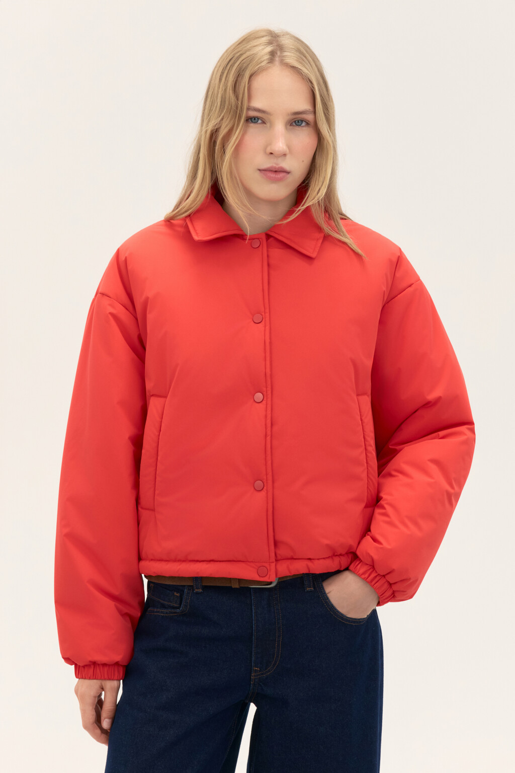 Куртка утепленная с утяжками по низу - цвет красный - 3