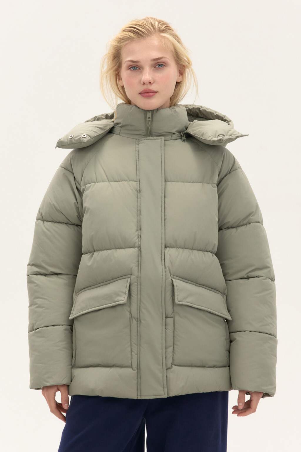 Куртка стеганая со съемным капюшоном - цвет зеленый - 2