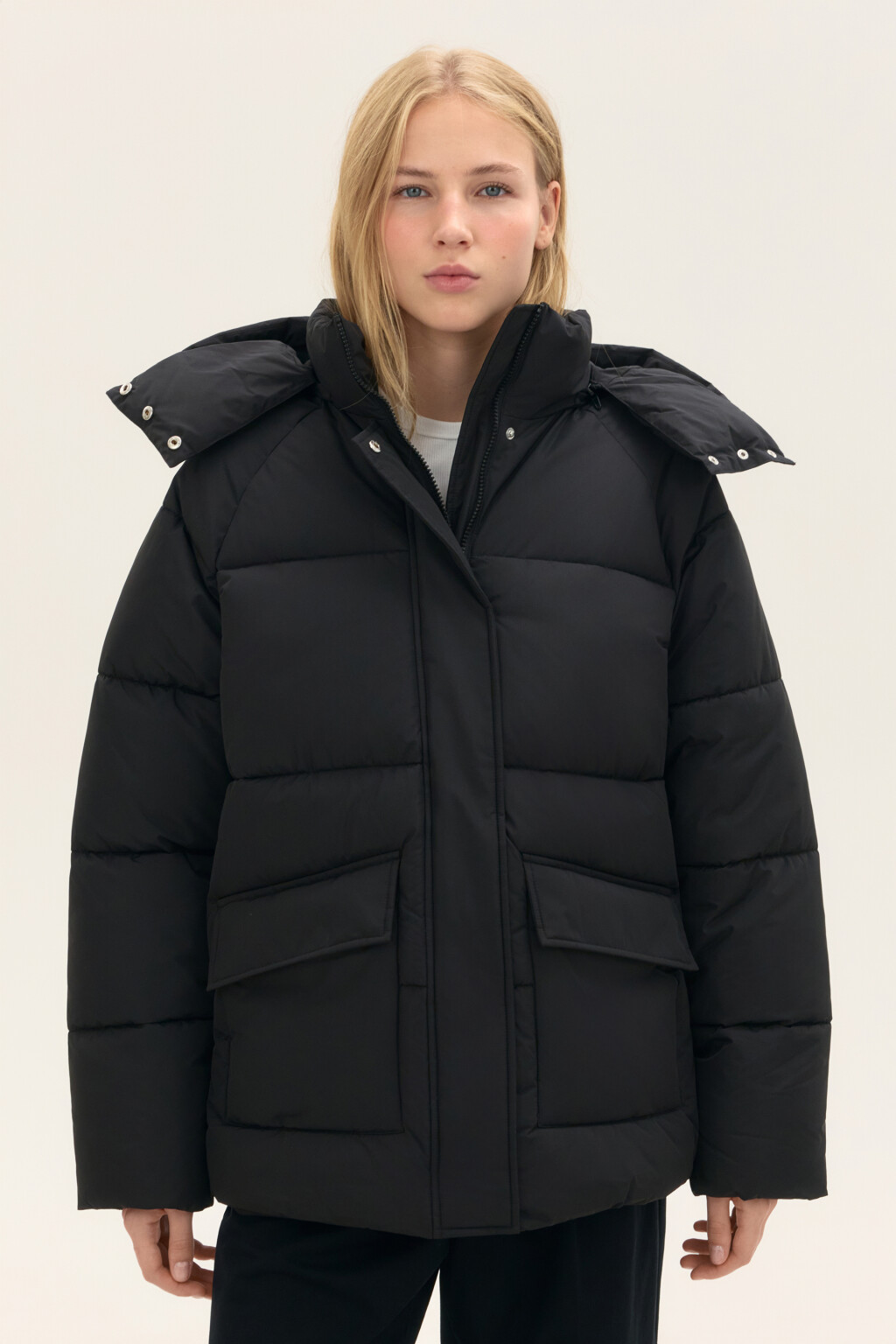 Куртка стеганая со съемным капюшоном - цвет черный - 2