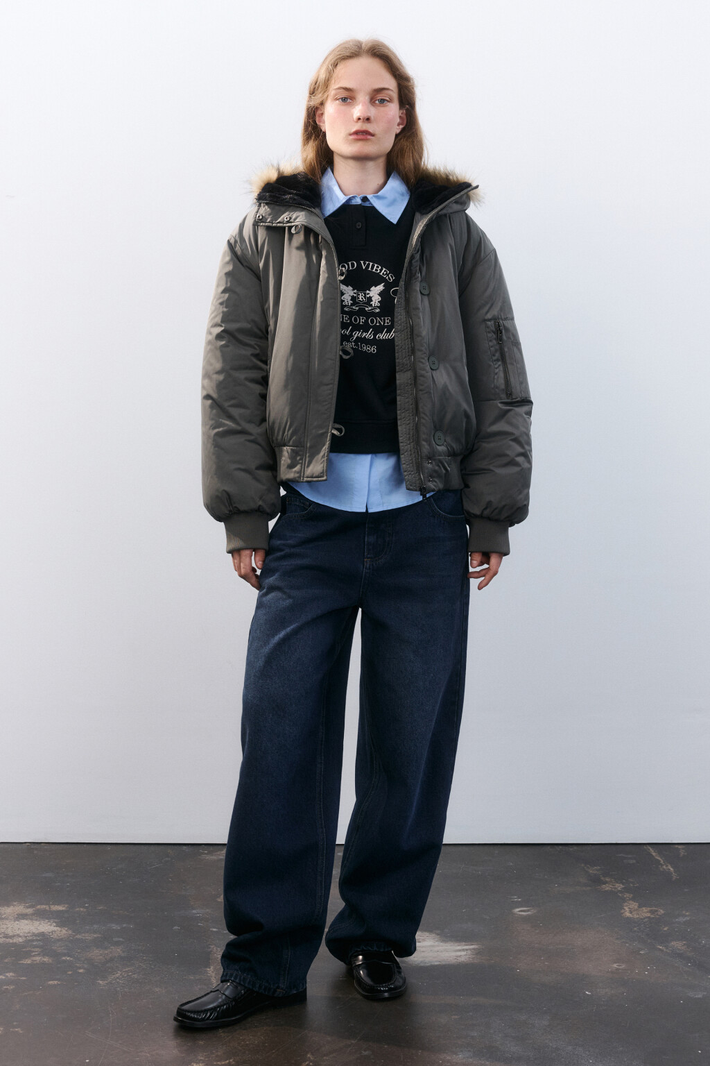 Куртка-парка короткая с опушкой - цвет зеленый - 4