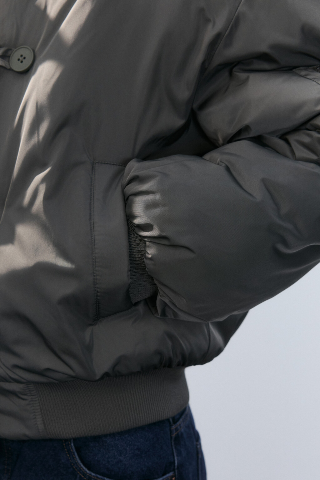 Куртка-парка короткая с опушкой - цвет зеленый - 6