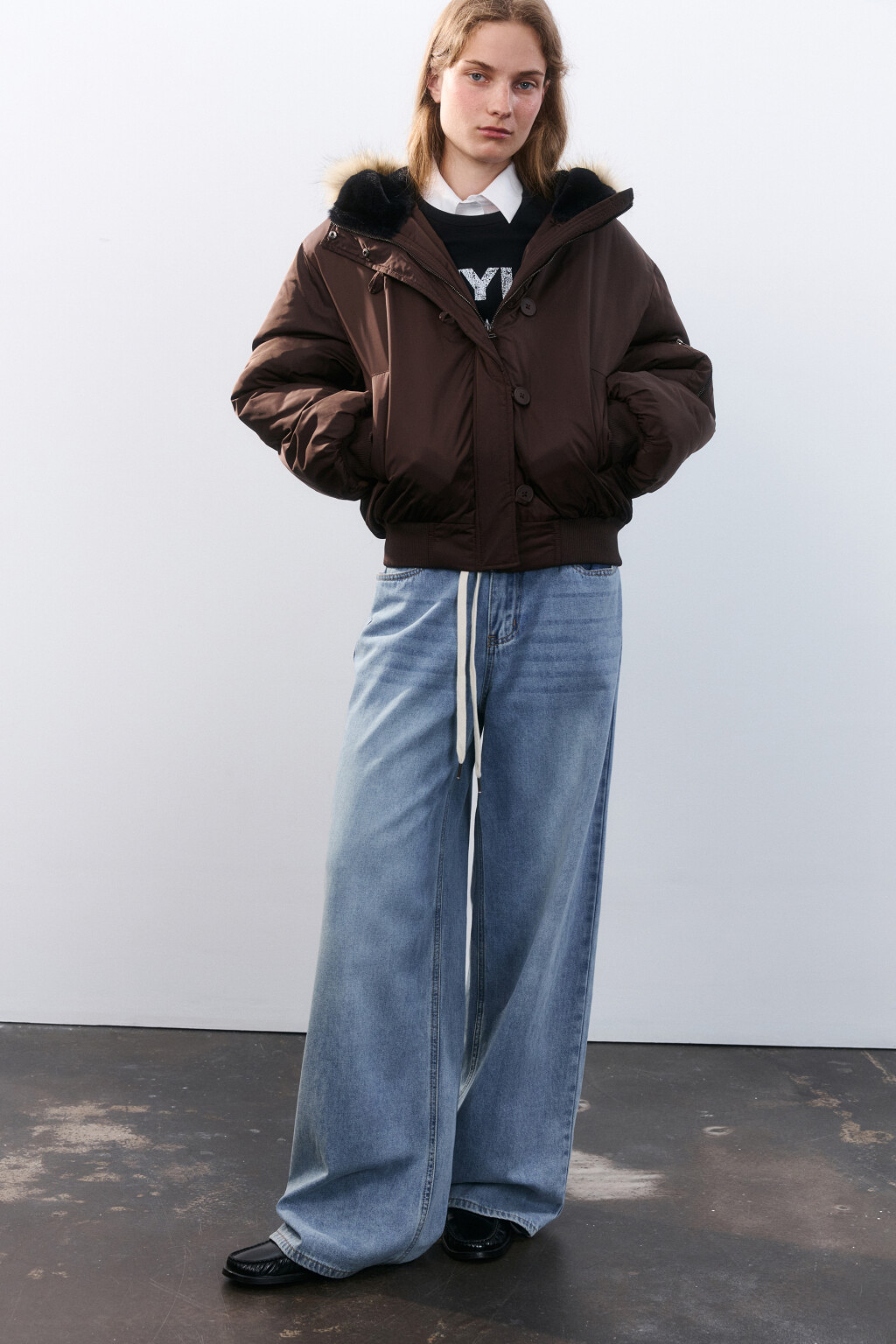 Куртка-парка короткая с опушкой - цвет коричневый - 2