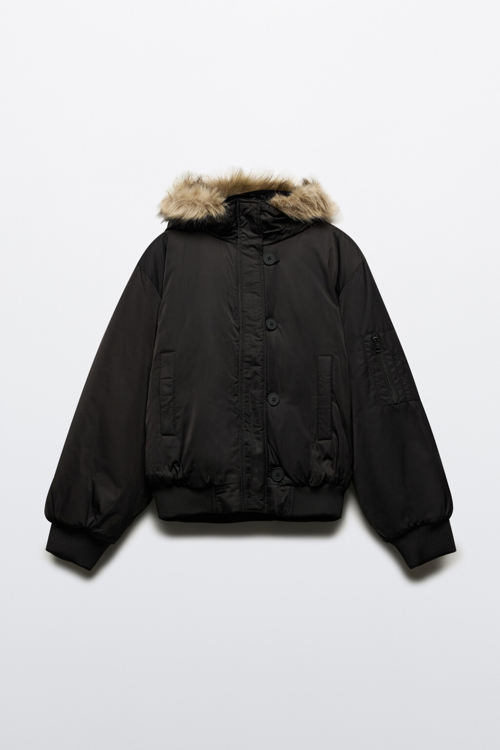 Куртка-парка короткая с опушкой - цвет черный - 8