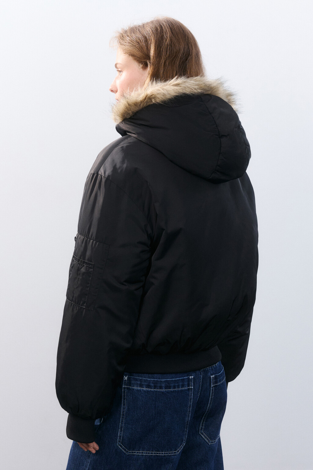 Куртка-парка короткая с опушкой - цвет черный - 3
