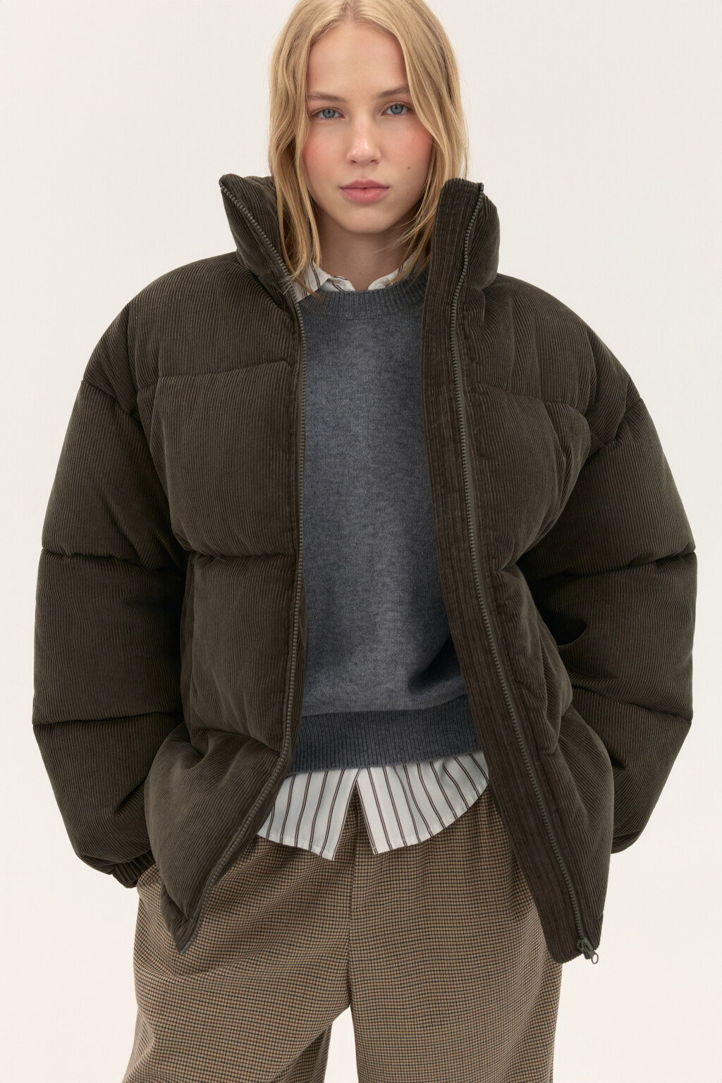 Куртка стеганая с воротником-стойкой - цвет зеленый - 2