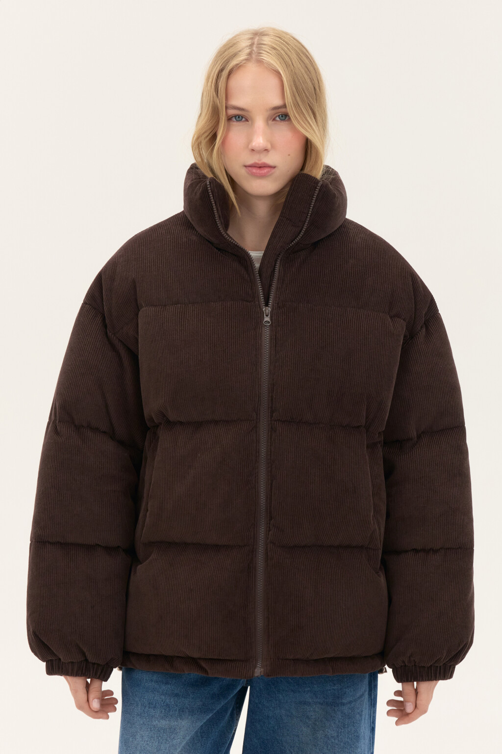 Куртка стеганая с воротником-стойкой - цвет коричневый - 2