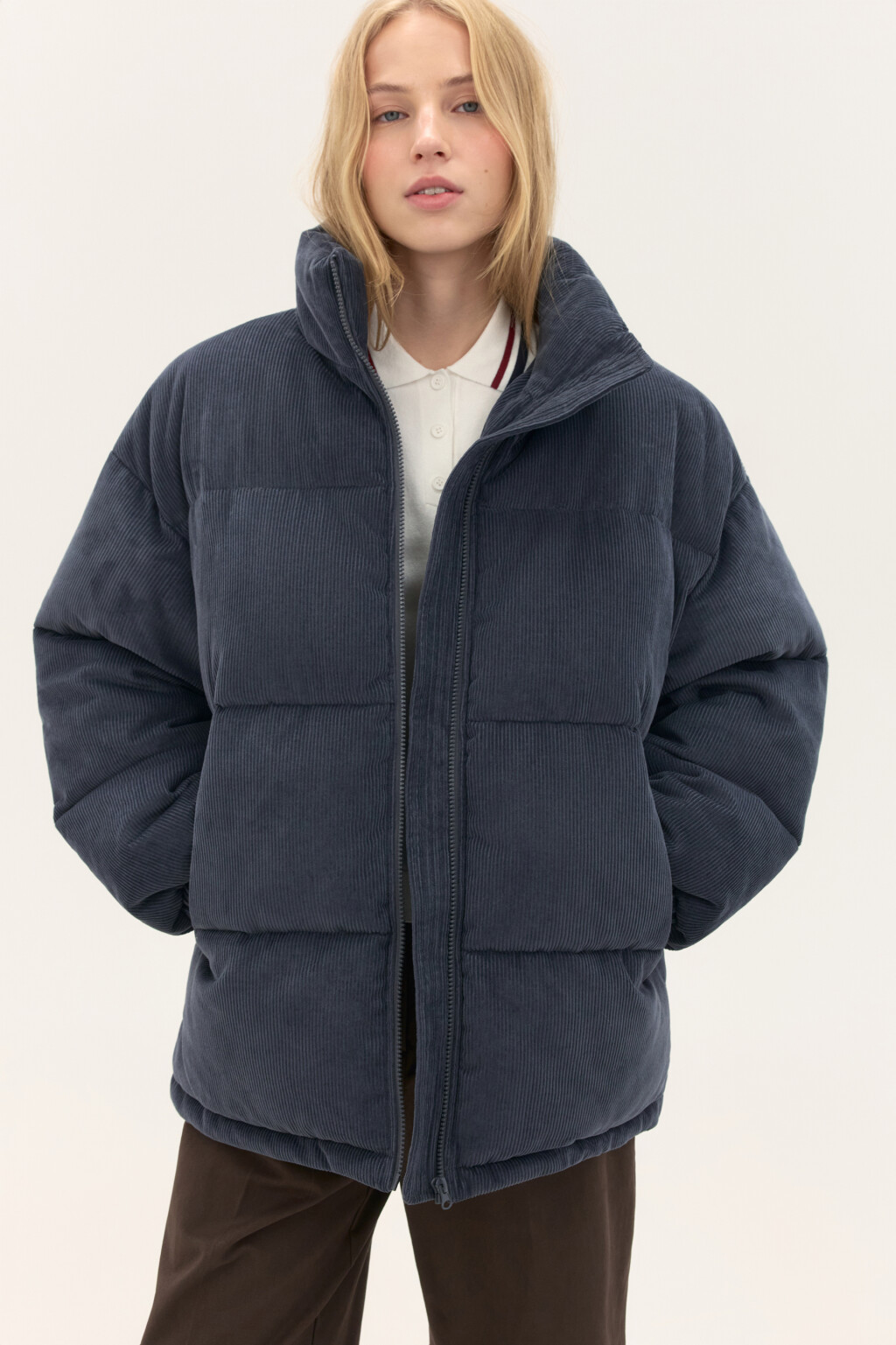 Куртка стеганая с воротником-стойкой - цвет серый - 1