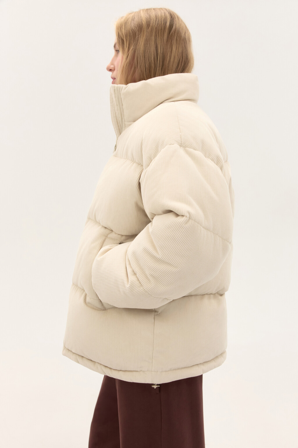 Куртка стеганая с воротником-стойкой - цвет молочный - 1