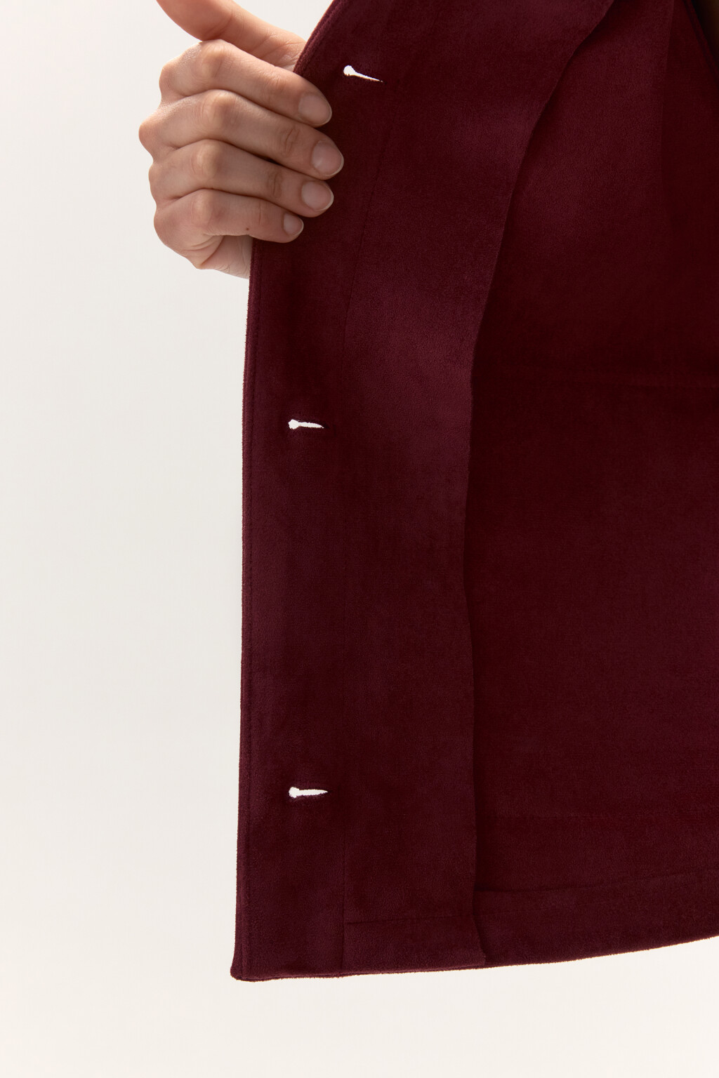 Куртка-жакет с замшевой фактурой - цвет бордовый - 8