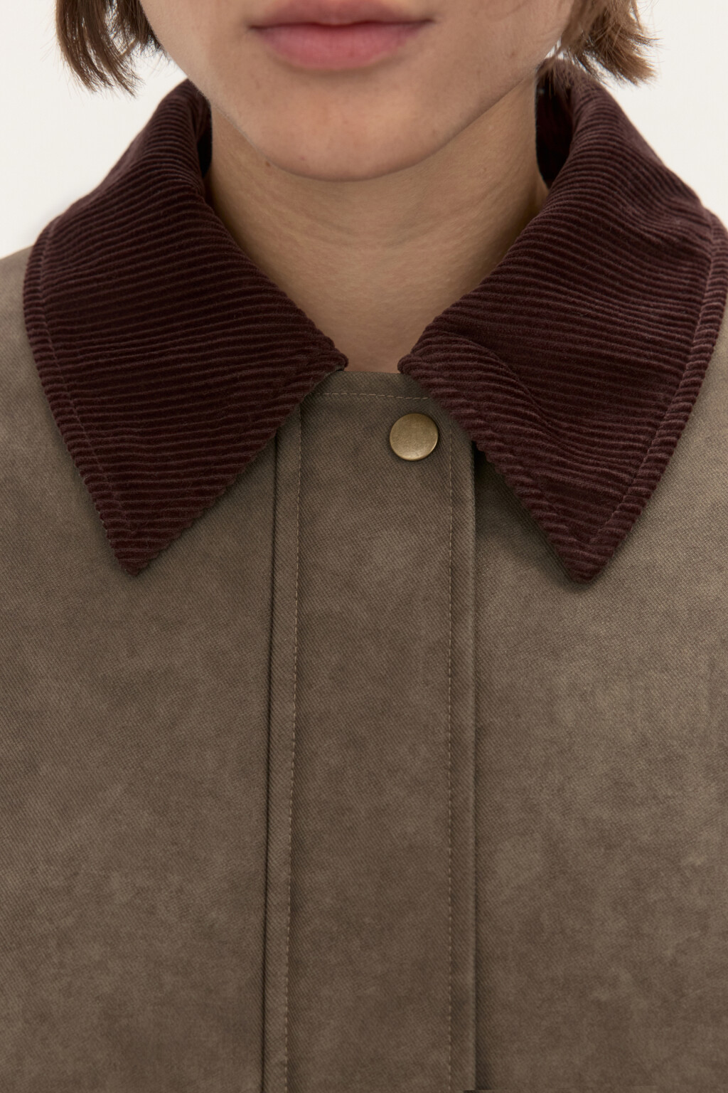 Куртка твиловая с вельветовым воротником - цвет зеленый - 6