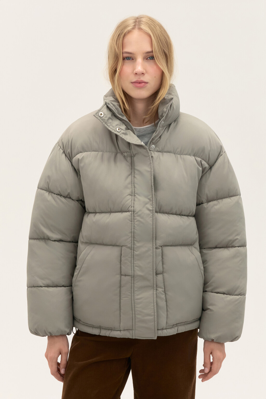 Куртка стеганая с воротником-стойкой - цвет зеленый - 2