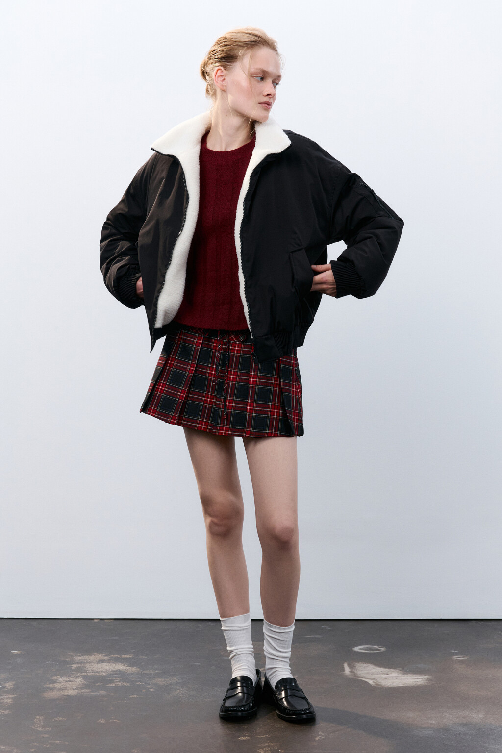 Куртка-бомбер с теплой подкладкой - цвет черный - 4