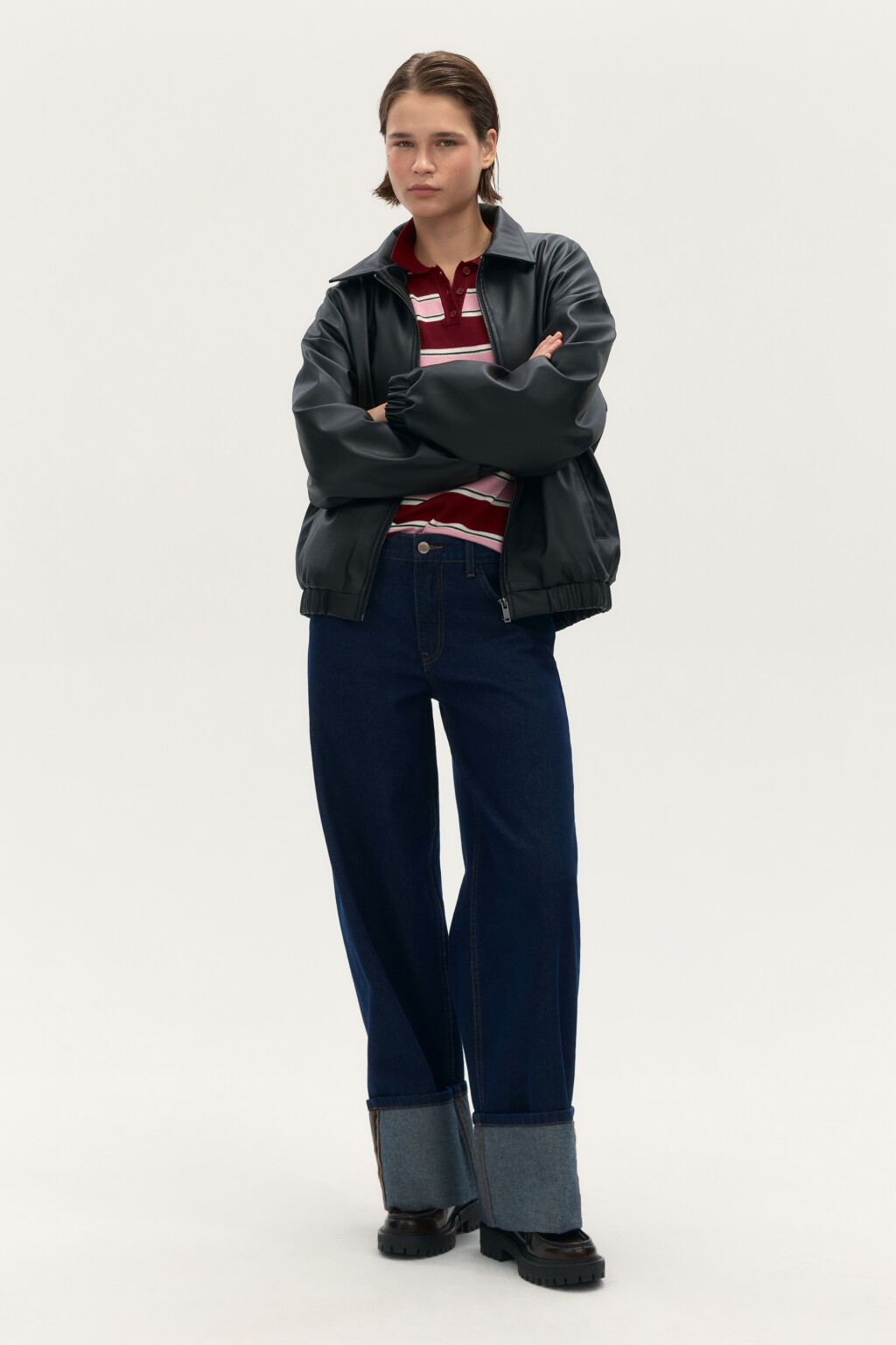 Куртка на молнии с матовой фактурой - цвет черный - 4