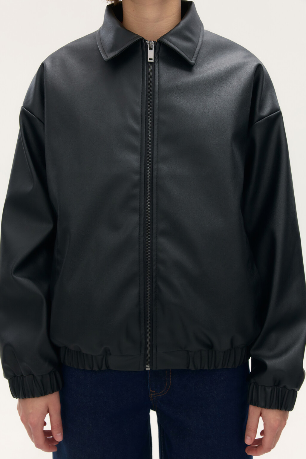Куртка на молнии с матовой фактурой - цвет черный - 5