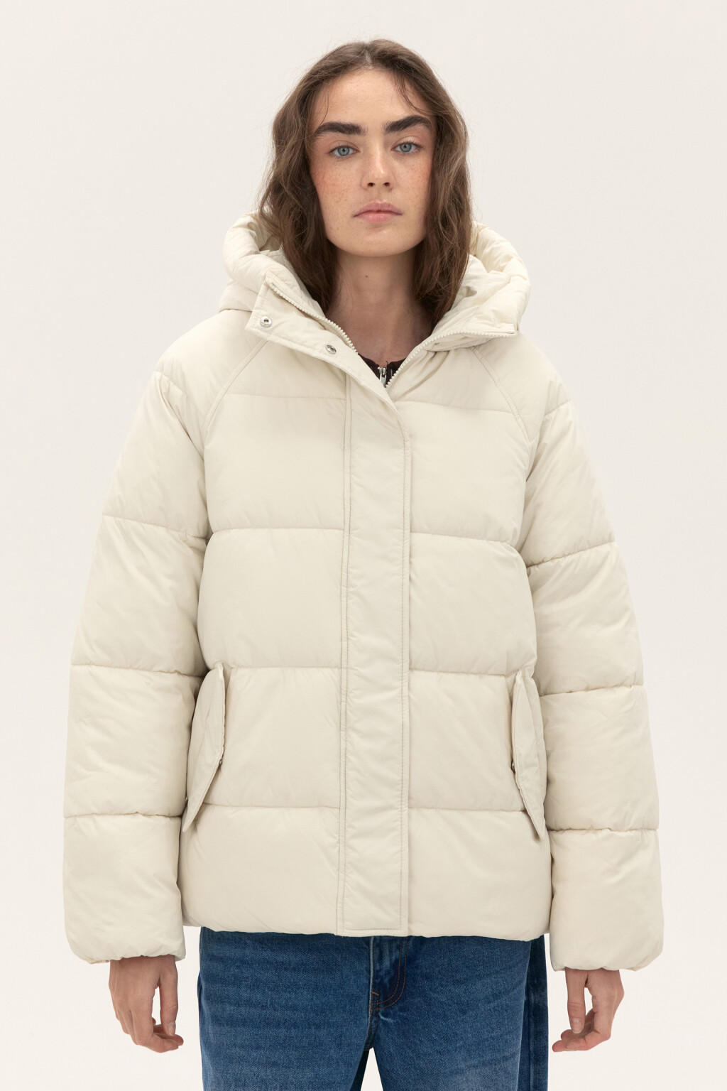 Куртка стеганая с капюшоном - цвет молочный - 2