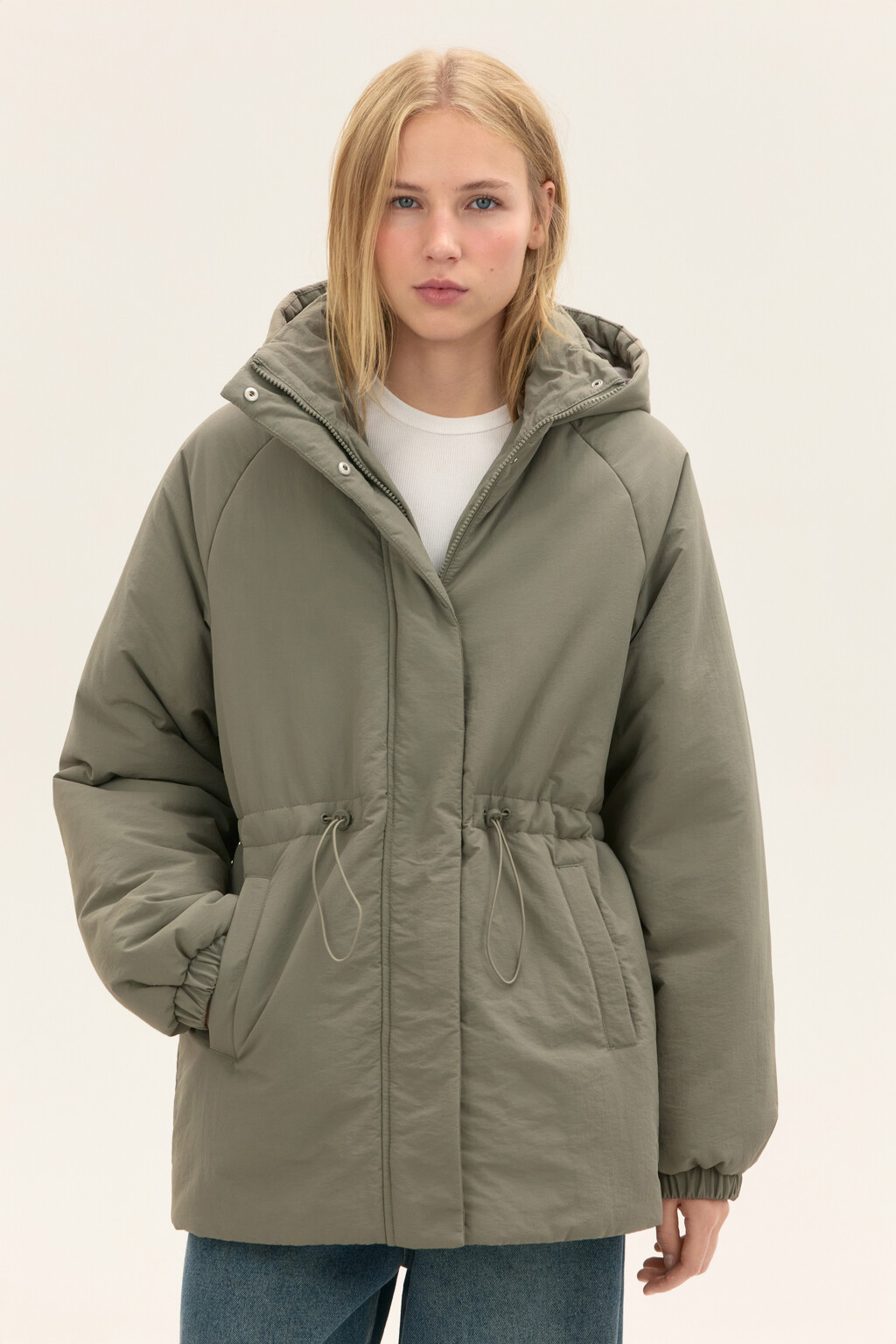 Куртка-парка утепленная с капюшоном - цвет зеленый - 2