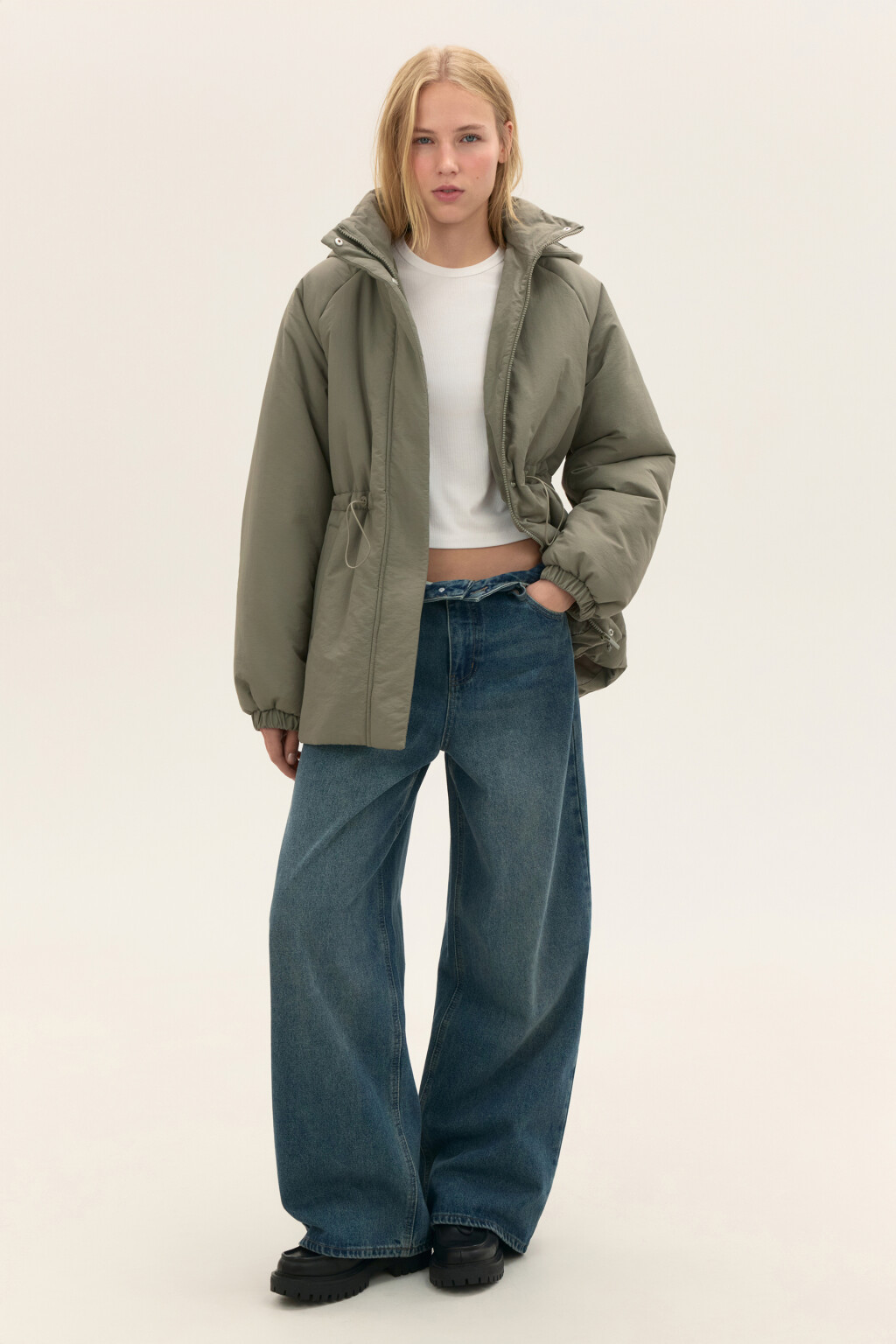 Куртка-парка утепленная с капюшоном - цвет зеленый - 4