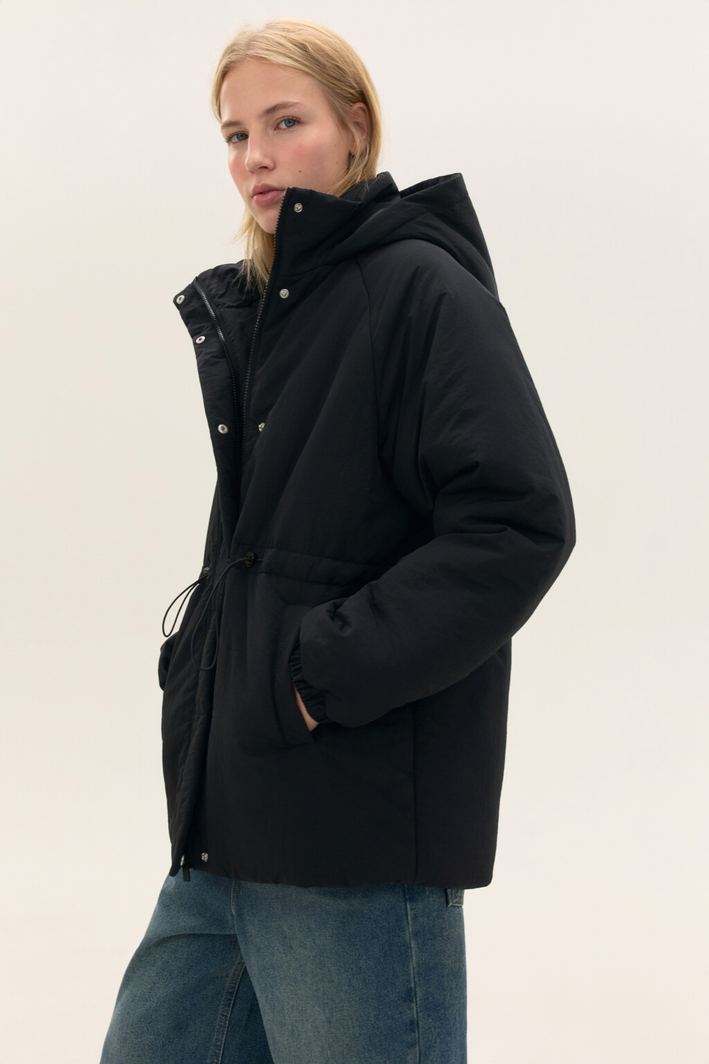 Куртка-парка утепленная с капюшоном - цвет черный - 1