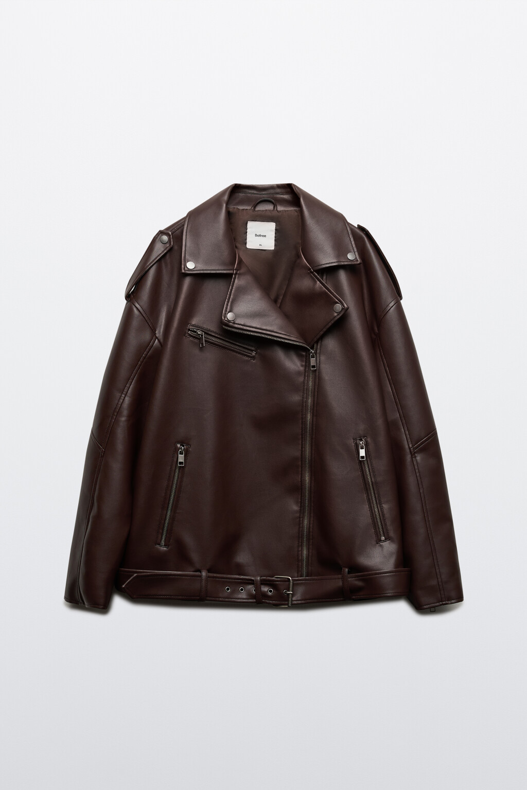 Куртка-косуха свободная с ремнем - цвет коричневый - 9