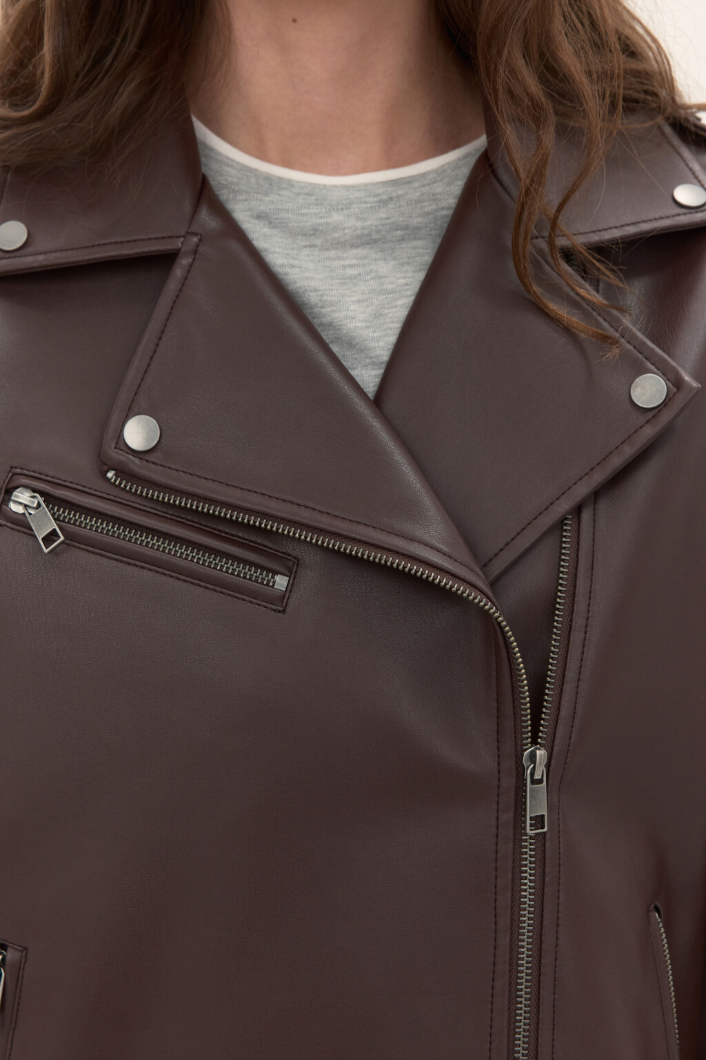 Куртка-косуха свободная с ремнем - цвет коричневый - 6