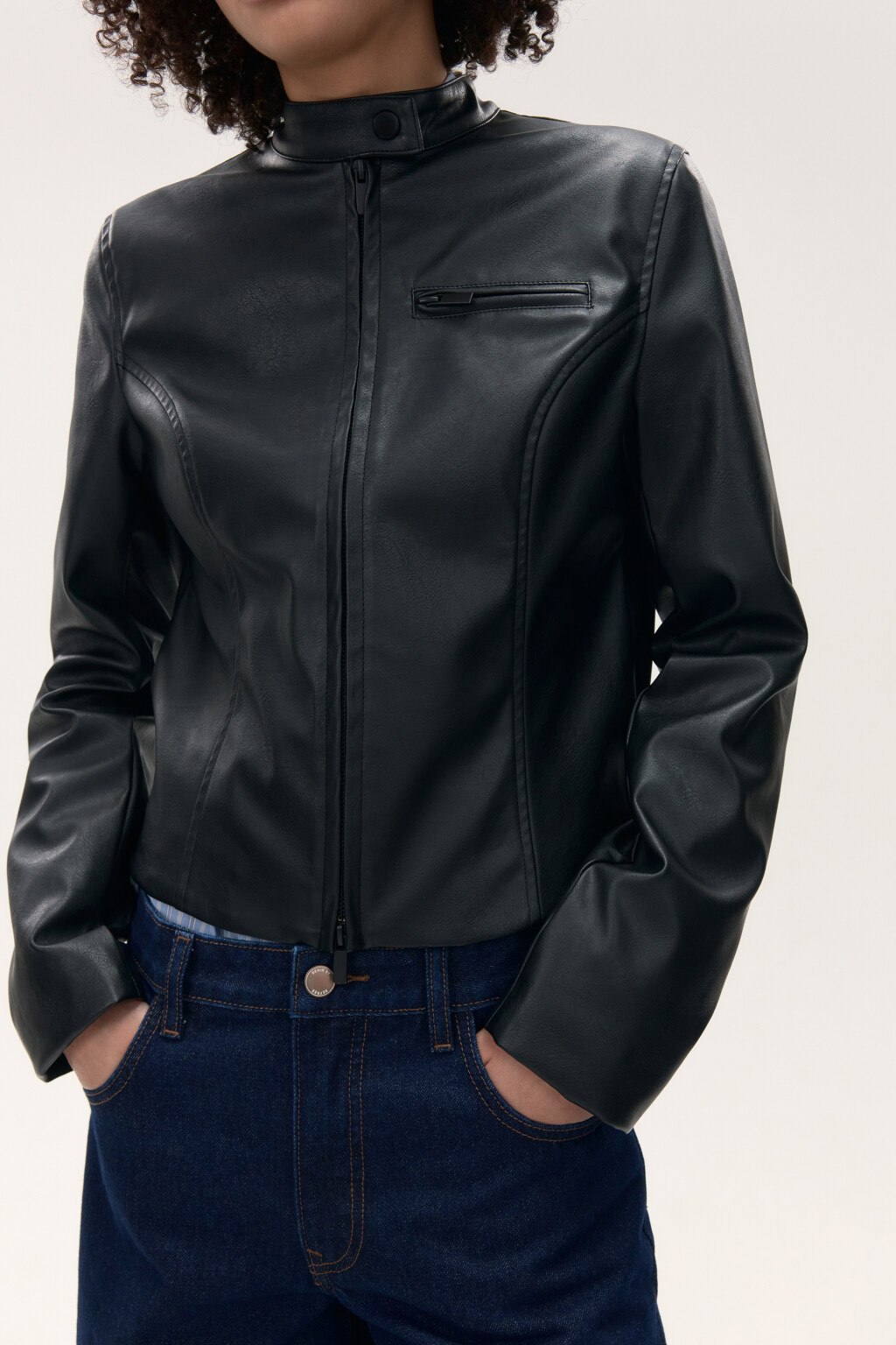 Куртка приталенная на молнии - цвет черный - 5