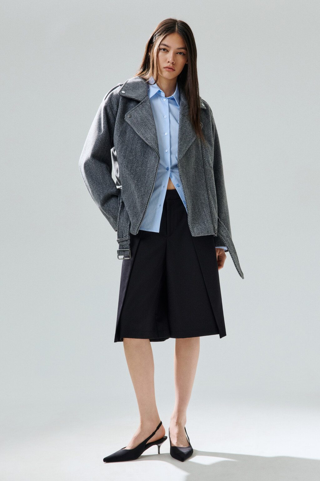 Куртка-косуха из драповой ткани - цвет серый - 4