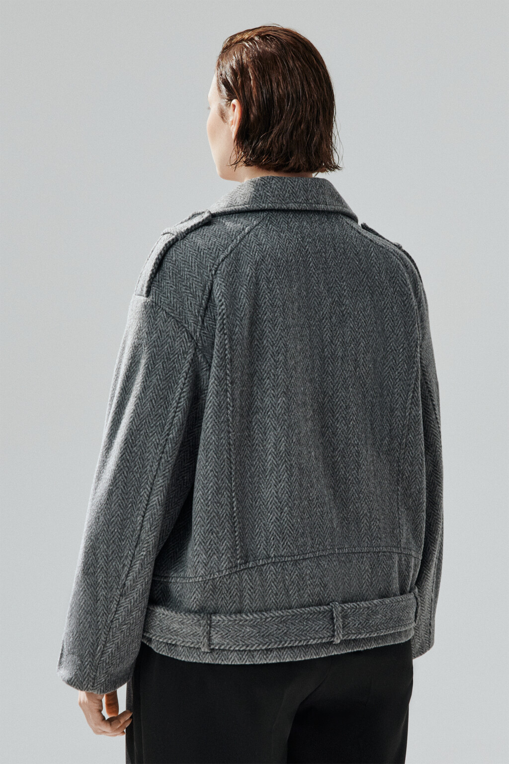 Куртка-косуха из драповой ткани - цвет серый - 3